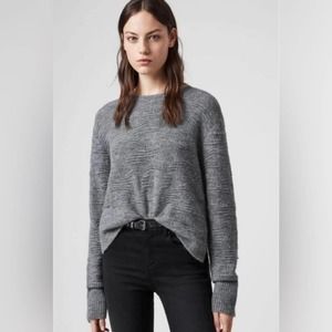 AllSaints Tabby Wool Alpaca Jumper, Grey Marl Size XS
